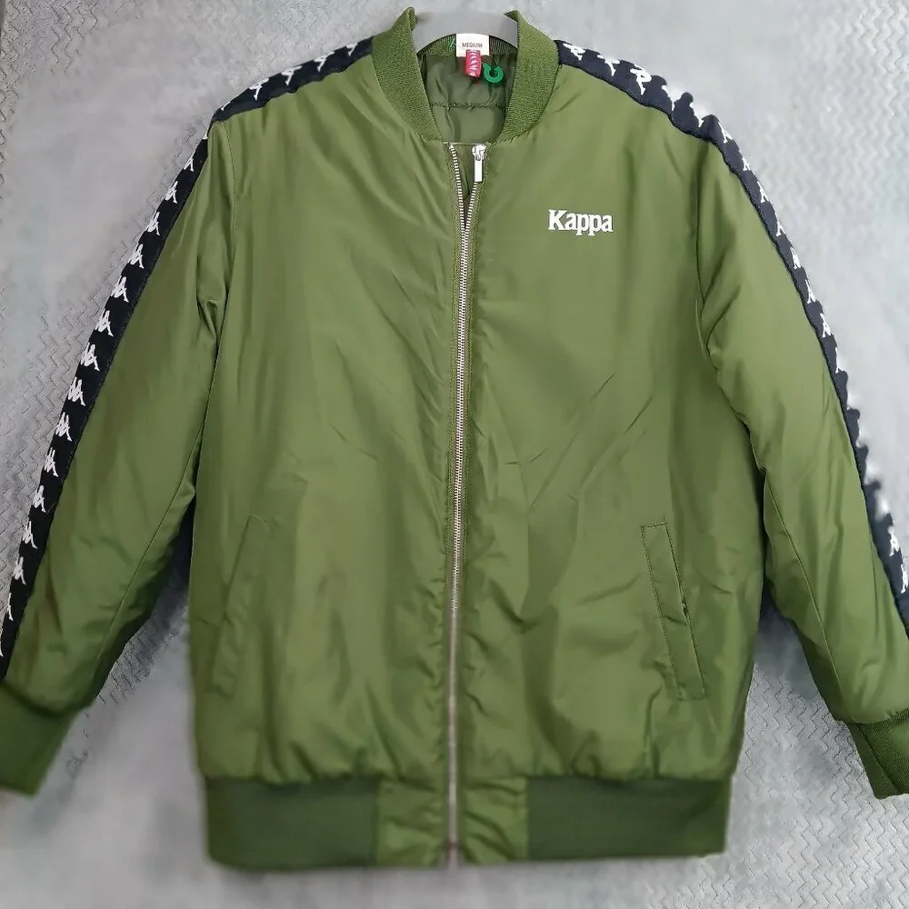 KAPPA THE 222 BANDA BZALMO BOMBER PUFFER JACKET GREEN SIZE M OUTDOOR WINDBREAKER